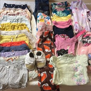 12 month Girl Colorful Baby Clothing Bundle with Shoes
